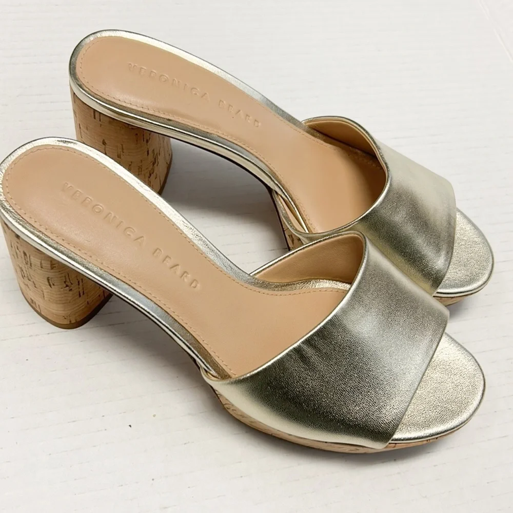 Veronica Beard Dali metallic leather cork platform sandal